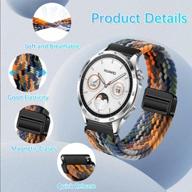 RanBluu 20 mm 22 mm Nylon Strap, Braided Replacement Strap, Elastic Watch Strap with Magnetic Clasp (20 mm, Colourful 1)