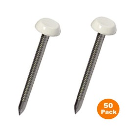 50 x 40mm White UPVC Poly Top Pins Nails Plastic Headed Polytop Stainless Steel