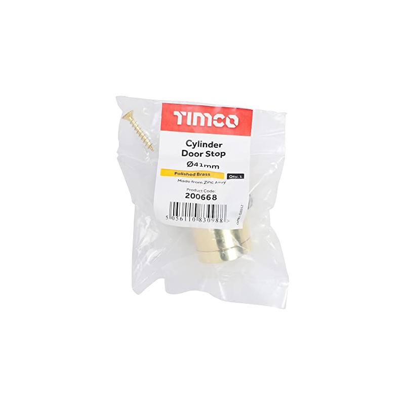 TIMCO Cylinder Door Stop - Polished Brass - Floor Mounted
