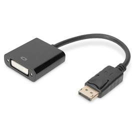 DIGITUS DisplayPort Grafik Adapter, DP zu DVI-I (24+5), Full HD 60Hz, 1920x1080 Pixel, Schwarz