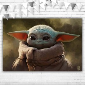Baby Yoda Happy Birthday Banner - 5x3ft Vinyl Theme for Boys & Girls First Birthday, Baby Shower & Gender Reveal Party Supplies