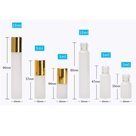 12Pcs 10ml Refillable Empty Frosted Glass Roller Bottles Vials Cosmetic Container with Stainless Steel Roller Ball and Gold Cap for Essential Oils, Aromatherapy, Perfumes and Lip Balms, 3 ml Dropper