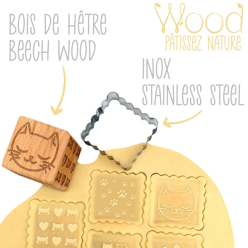 ScrapCooking 5124 Cat Wooden Baking Stamp with 1 Cookie &