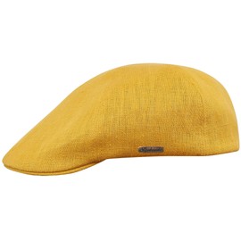 Sterkowski Rusty Cap | 100% Linen Flat Cap for Men and Women | Summer Flat Cap for Men Golf Cap English Summer Duckbill Caps for Men Irish Spring Flat Peak Cap Boys Sun Hat UK 7 5/8 Yellow