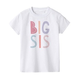 Big Sister T Shirts Tops Baby Girl Lil SIS Tees Outfit Siblings Older Sister Matching Clothes (3-Big SIS-White, 2-3 Years)