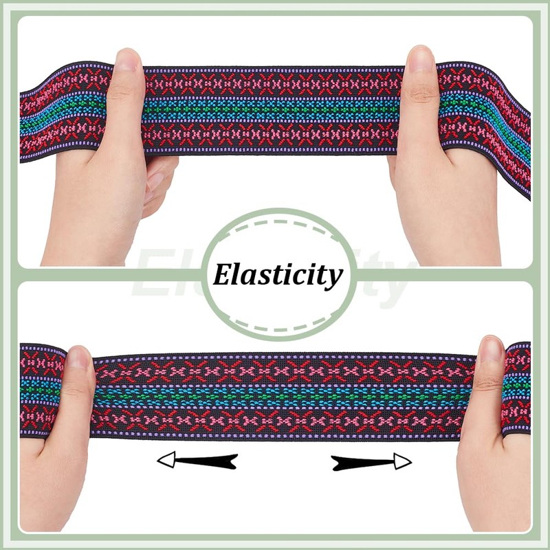 BENECREAT Woven Rubber Elastic Band Width Approx. 2.9 inches (50