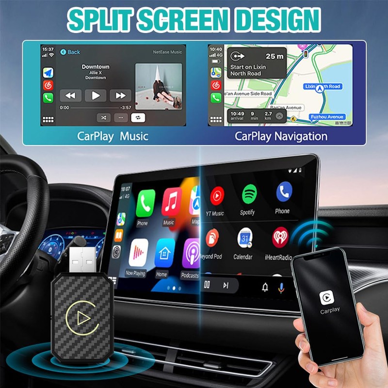 Mineup CarPlay Wireless Adapter, 2-in-1 Wireless Android Car & Carplay