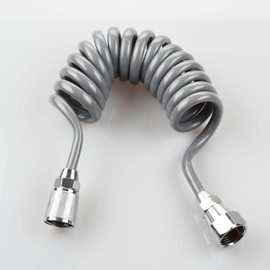 Long Coiled Shower Hose 15 ft, Biveah ABS Shower Spring Tube Anti-twist Bidet Attachment for Toilet, Grey, KGS023G