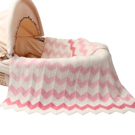 mimixiong Knitted Baby Blanket Toddler Blanket for Boys and Girls (Pink-2)