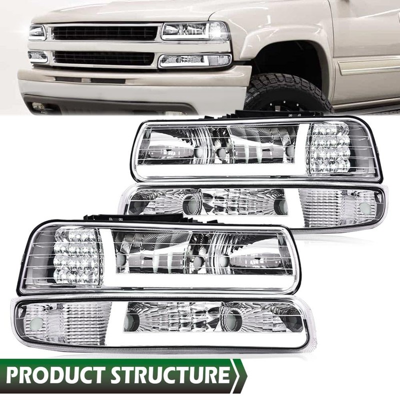 LQI Headlight Assembly Compatible with Chevy Silverado 1500 2500 1999-2002/Fit