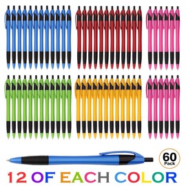 Sikao 60 Pack Gripped Slimster Retractable Ballpoint Pens, Bulk Pens Black Ink Medium Point 1.0mm, Smooth Writing Pens for School Office, Ball Point Pens Multipack, Click Pens