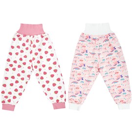 MOEMOE BABY Leakproof Diaper Pants for Potty Training Nighttime Diaper Shorts for Toddler Boys and Girls 2 Packs