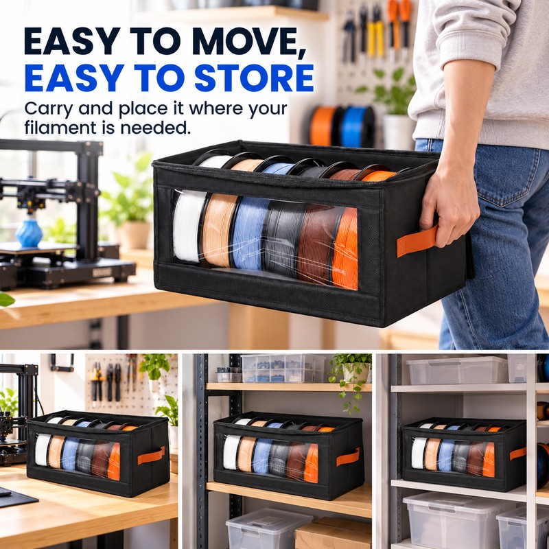 4-Piece 3D Printer Filament Storage Box Set for Spool Organization