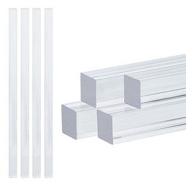 SUPERFINDINGS Pack of 4 Acrylic Square Rod 248 x 10 x 10 mm Transparent Square Rod Dowel Rods Assortment Solid Rod DIY Model Material for Model Making DIY Lighting Fixtures Crafts