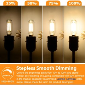 E12 Candelabra Edison Bulbs 60 Watt Equivalent, T6 6W Dimmable LED Light Bulbs for Chandelier, 600lm 2700K Warm White Clear Vintage Tubular Bulb, Small Filament Bulb for Ceiling Light, 6-Pack