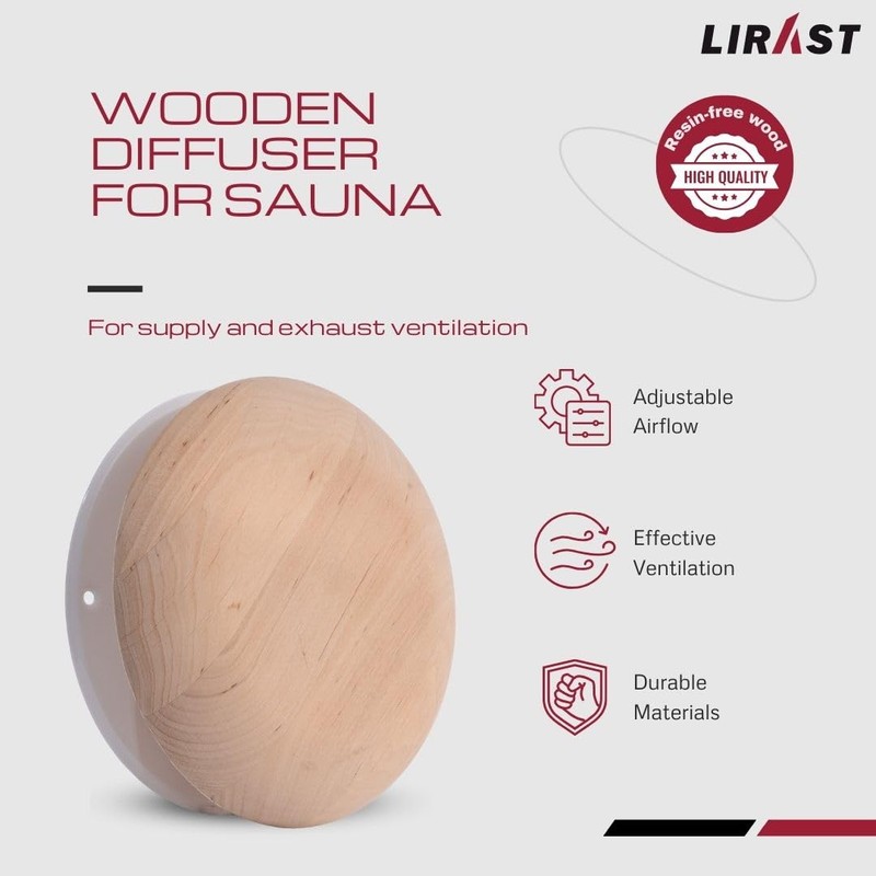 LIRAST 5 inch Resin Free Wood Diffuser - Round Sauna