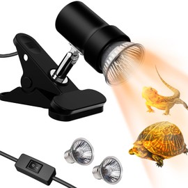 Moonorange Reptile Heat Lamp, Rotatable UVA/UVB Light Lamp with 2PCS 50W Basking Bulbs, Suitable for Reptiles, Amphibians, Turtle, Lizard, Spiders, Birds, Snake (Black)