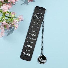 Acotar Creative Inspirational Bookmark - Stainless Steel Moon and Mountains Bookmarks with Chain Tassel, Reading Office Gift for Men Women Book Lovers (Mountain Moon 4)