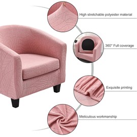 NILUOH Club Chair Slipcover 2 Piece Soft Stretch Tub Chair Cover Barrel Chair Covers Armchair Covers Spandex Couch Covers Furniture Protector for Bar Counter Living Room,Jacquard Pink