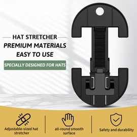 Eiito Hat Stretcher for Fitted Hats, Cowboy Hats Stretcher Fitted Hat 7 to 8 1/2, Adjustable CapSlide Rail Stretcher Fits All Caps Black