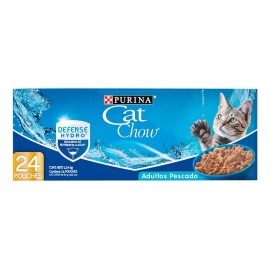 Cat Chow Alimento Húmedo Para Gato sabor pescado 24 sobres de 85g