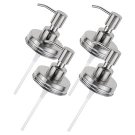 NOLITOY 4Pcs Stainless Steel Soap Pump Replacement Lids for Mason Jars Leakproof Lotion Dispenser for Kitchen Bathroom Durable Efficient Hand Press Design