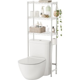 SINGAYE Over-The-Toilet Storage Rack 3-Tier Bathroom Organizer and Storage Shelf Over Toilet with Adjustable Shelf and Basket Freestanding Space Saver Bathroom Shelves Above Toilet for Room White