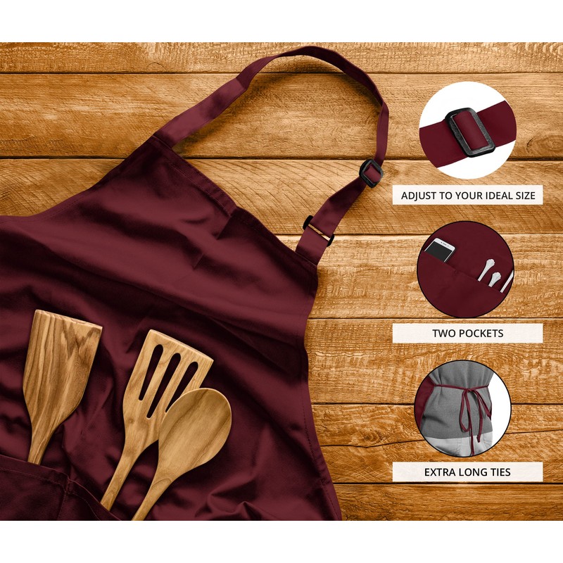 Utopia Kitchen 2 Pack Bib Apron, Adjustable with 2 Pockets,