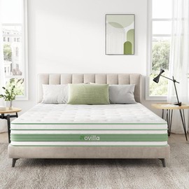 Novilla Hybrid Mattress in a Box, High Density Base Foam with Pocket Coils, Medium Firm Mattress, Twin/Full/Queen/King Size, 10/12 Inch:_Green_10 Inch_Twin