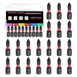 sourcing map 20pcs PH1 Phillips Screwdriver Bit 1/4" Hex Shank 25mm/1" Length Magnetic Cross Head Hex Bits S2 Steel Screw Driver Bit for Impact Electric Screw Driver Power Tools