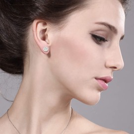 925 Sterling Silver Stud Bezel Setting Earrings Set Round Forever Classic Faint Color 1.60cttw Moissanite from Charles & Colvard