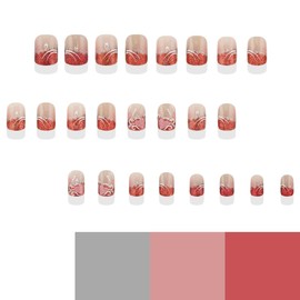 24Pcs Valentines Press on Nails Short Square NEWSPIED Valentine's Day Fake Nails with Designs Red Glitter Nail Tips Acrylic Nail Kit Full Cover False Nails Heart French Tip Glue on Nails for Women
