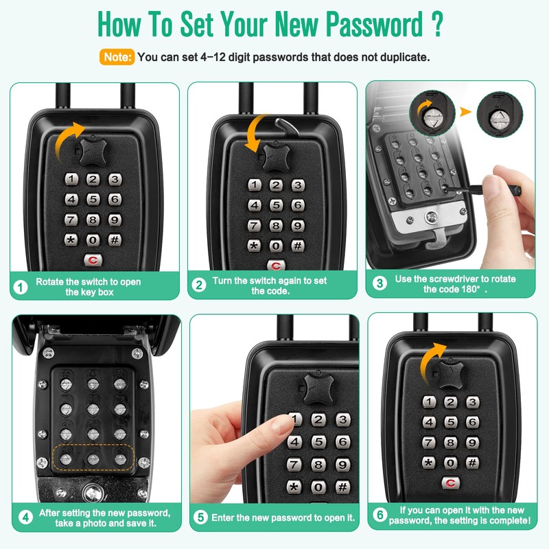 HUANLANG Lock Box for House Key,Key Lock Box for Door