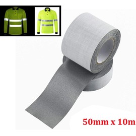 Unikstone Fashion Safety Sew On Silver Reflective Fabric Tape DIY for Clothing 50mmx10m (2" x 33')