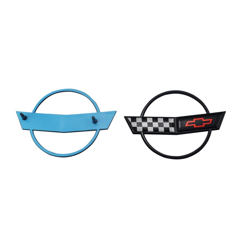1Pc C4 Corvette Front Nose Hood Emblem 3D Badge Cross