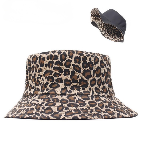 Zhenghebuy Bucket Hat,Leopard Print Fisherman Sun Hat,Unisex Reversible Packable Bucket