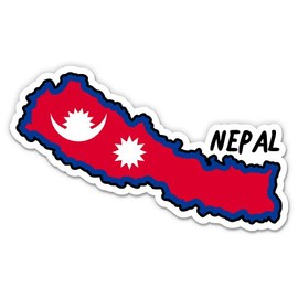 Squiddy Nepal Map with Flag - Vinyl Sticker Decal for Phone, Laptop, Water Bottle - 3"
