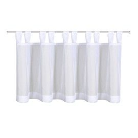 Happy Home Aylin Net Curtain - White - Transparent Bistro Curtain with Loops - Width / Height 145 x 50 cm - Voile Short Curtain for Kitchen & Bathroom - Modern & Easy to Clean
