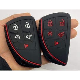 AYGUCEKE Silicone Key Fob Cover fit for 2022 2023 2024 2025 Chevy Silverado 1500 Traverse GMC Sierra 1500 2500HD 3500HD Buick Enclave Keyless Entry Key Fob 5 Buttons (Black A+Black B)