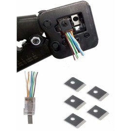 RJ45 (5Pack 8pin Cavity Blade) Pass Through Crimp Tool Replacement Blades RJ45 Professional Heavy Duty Crimp Tool Replacement Blades