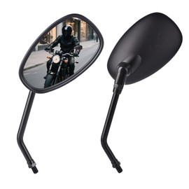 Universal Motorcycle Mirrors - M10 Black Oval Handlebar Rearview Mirrors Compatible with Honda Shadow MSX125 Kawasaki Vulcan Z900 Suzuki SV650 Volusia