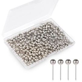 Shpucise 400Pcs World Map Push Pins Round Drawing Pins, Travel Map Small Thumb Tacks, Marking Pushpins for Cork Board Notice Bulletin Picture Photo Home Office School Craft DIY (Silver)