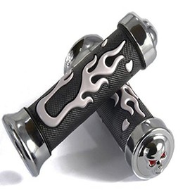 Szmsmy Skull Bike Grip 1.0 inch (25 mm) Plated Left and Right Set Skull Bar End