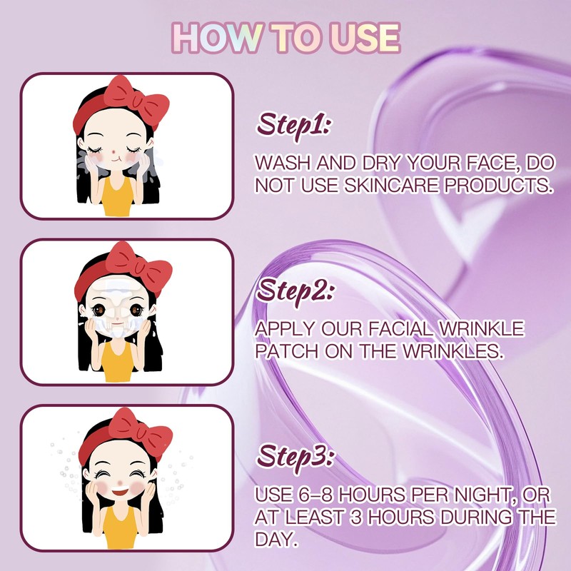 Facial & Forehead Wrinkle Patches, Smile Line Patches 256 Pcs