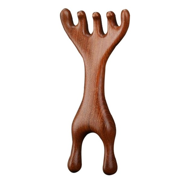 Natural Wood 7-Finger Antler Hair and Scalp Massager | Wood