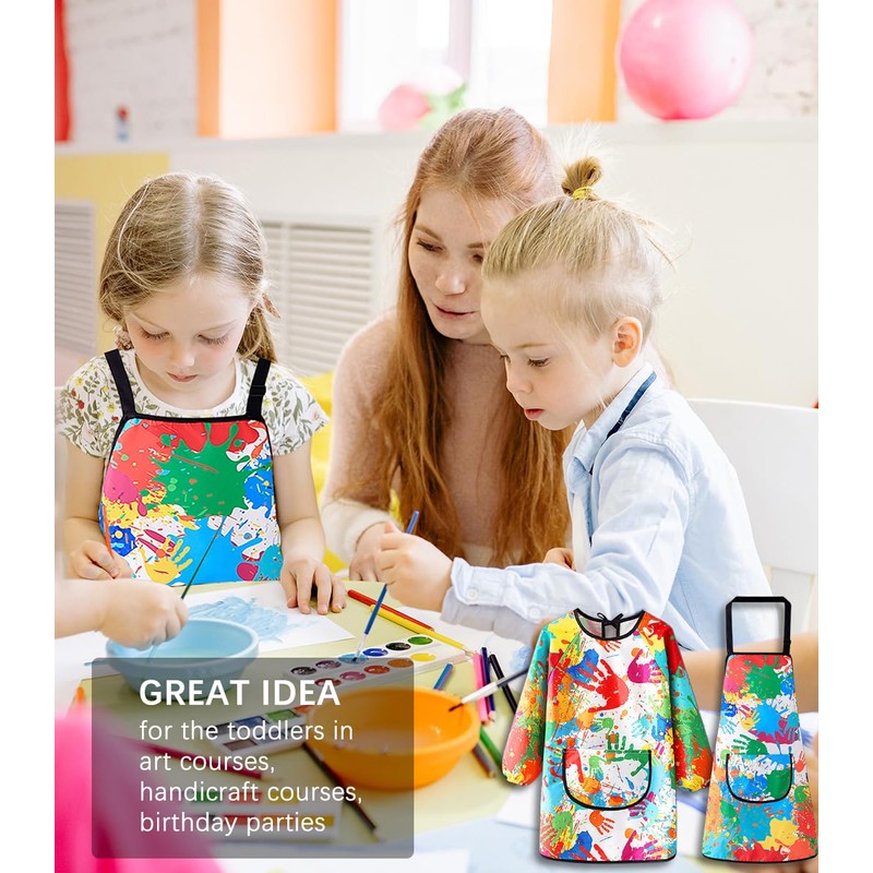 MINIQ Kids Art Smock,Waterproof Painting Apron Artist Smocks with Pocket