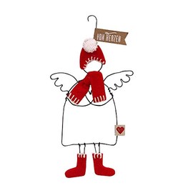Good Old Friends Wire Guardian Angel ca. 15 cm From The Heart - Hanging Ornament - Red - Baby Shower