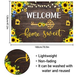 Welcome Home Sweet Backdrop Banner Decor Brown - New Home Housewarming Party Theme Decorations for Men Women Supplies, 3.9 x 5.9 ft