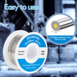 HGMZZQ 60/40 Tin Lead Solder Wire with Rosin core for Electrical Soldering 0.039 inch(1.0mm-50g)