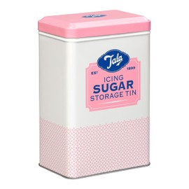 Tala Originals Storage Tin, Metal, Pink and Cream Nostalgic Design, Holds a Full Bag of Icing Sugar